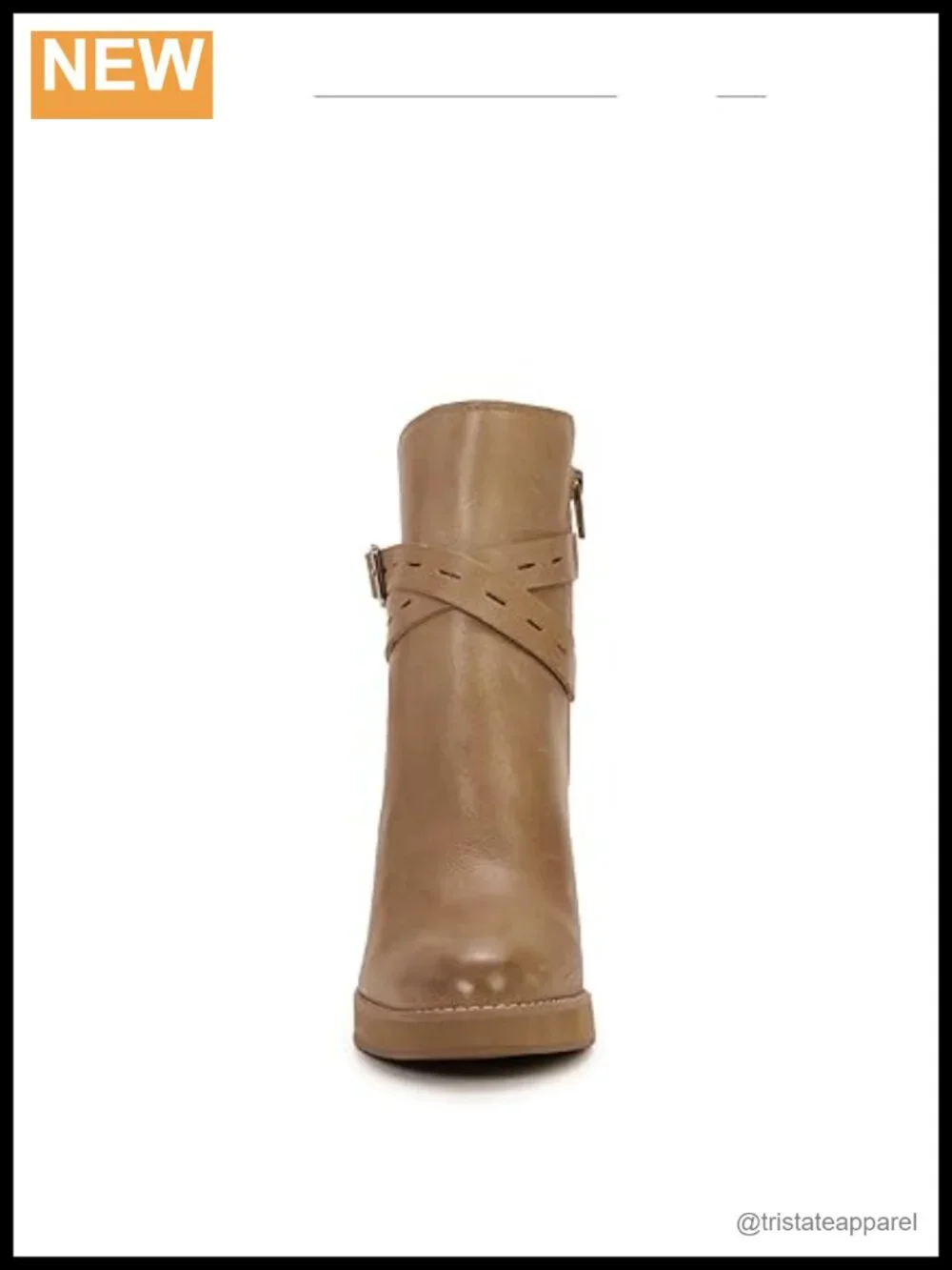 Lucky Brand Women's Leather Ankle Bootie Block Heel Almond Toe Zip Casual